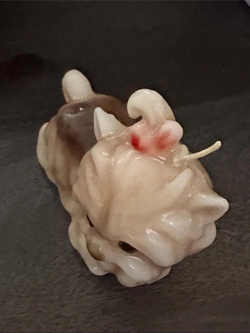 Ceramic Dog Figurine Candle - Cream and Brown Decorative Accent